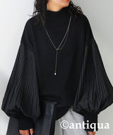 Antiqua Sleeve Pleated High Neck Knit Ladies