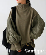 Antiqua Sleeve Pleated High Neck Knit Ladies